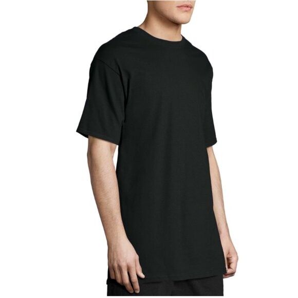 HANES Big Men's Beefy Heavyweight Short Sleeve T-shirt - Size Large Tall, Black - Picture 3 of 3
